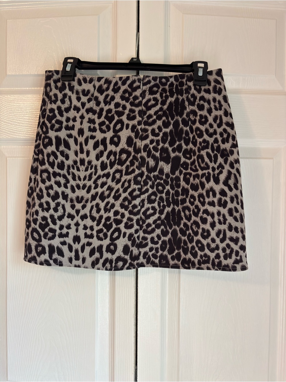 She + Sky Leopard Print Mini Skirt - Black and Grey